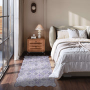 Purple Scalloped Rug Soft Moroccan Area Rug Non-Slip Washable Carpet