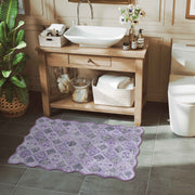 Purple Scalloped Rug Soft Moroccan Area Rug Non-Slip Washable Carpet