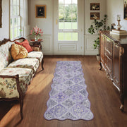 Purple Scalloped Rug Soft Moroccan Area Rug Non-Slip Washable Carpet