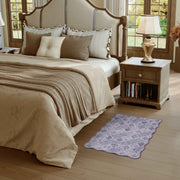 Purple Scalloped Rug Soft Moroccan Area Rug Non-Slip Washable Carpet