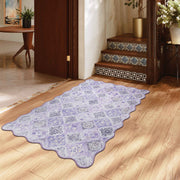 Purple Scalloped Rug Soft Moroccan Area Rug Non-Slip Washable Carpet
