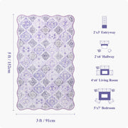 Purple Scalloped Rug Soft Moroccan Area Rug Non-Slip Washable Carpet