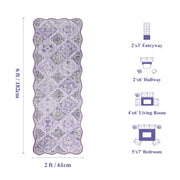 Purple Scalloped Rug Soft Moroccan Area Rug Non-Slip Washable Carpet