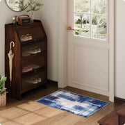 Soft Modern Area Rug Washable Low Pile Blue Pattern Non-Slip Carpet