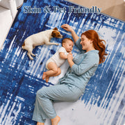 Soft Modern Area Rug Washable Low Pile Blue Pattern Non-Slip Carpet