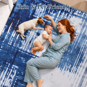 Soft Modern Area Rug Washable Low Pile Blue Pattern Non-Slip Carpet