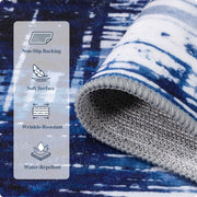Soft Modern Area Rug Washable Low Pile Blue Pattern Non-Slip Carpet