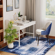 Soft Modern Area Rug Washable Low Pile Blue Pattern Non-Slip Carpet