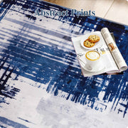 Soft Modern Area Rug Washable Low Pile Blue Pattern Non-Slip Carpet