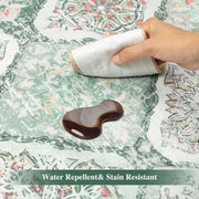 Ultra-Thin Light Green Moroccan Rug Scalloped Soft Washable Indoor Carpet