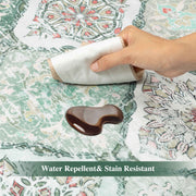 Ultra-Thin Light Green Moroccan Rug Scalloped Soft Washable Indoor Carpet