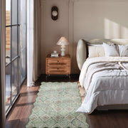 Ultra-Thin Light Green Moroccan Rug Scalloped Soft Washable Indoor Carpet