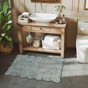 Ultra-Thin Light Green Moroccan Rug Scalloped Soft Washable Indoor Carpet