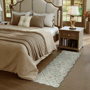 Ultra-Thin Light Green Moroccan Rug Scalloped Soft Washable Indoor Carpet