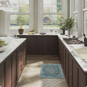 Vintage Rug Green Washable Area Rug Non-Slip Backing Durable Low Pile Mat