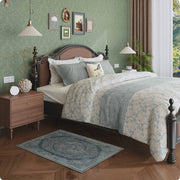 Vintage Rug Green Washable Area Rug Non-Slip Backing Durable Low Pile Mat