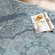 Vintage Rug Green Washable Area Rug Non-Slip Backing Durable Low Pile Mat