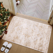 Yellow Washable Vintage Area Rug Soft Non-Slip Kids and Pets Friendly Carpet