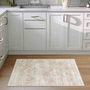 Yellow Washable Vintage Area Rug Soft Non-Slip Kids and Pets Friendly Carpet