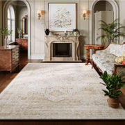 Yellow Washable Vintage Area Rug Soft Non-Slip Kids and Pets Friendly Carpet