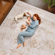 Yellow Washable Vintage Area Rug Soft Non-Slip Kids and Pets Friendly Carpet