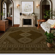 Vintage Washable Soft & Stain Resistant Area Rug Carpets Brown Yellow