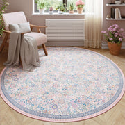Floral Non-Slip Vintage Washable Colorful Soft & Stain Resistant Area Rug Pink