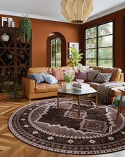 Vintage Washable Carpets Soft & Stain Resistant area Rug Brown White Gray