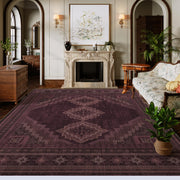 Vintage Washable Soft & Stain Resistant Area Rug Carpets Red Burgundy