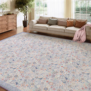 Floral Non-Slip Vintage Washable Soft & Stain Resistant Area Rug Indoor Purple