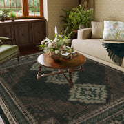 Vintage Washable Soft & Stain Resistant Area Rug Carpets Black Brown