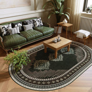 Vintage Washable Soft & Stain Resistant Area Rug Carpets Black Brown