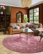 Vintage Washable Soft & Stain Resistant Area Rug Carpets Pink Red