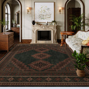 Vintage Washable Soft & Stain Resistant Area Rug Carpets Dark Brown