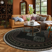 Vintage Washable Soft & Stain Resistant Area Rug Carpets Black Brown