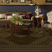 Vintage Washable Soft & Stain Resistant Area Rug Carpets Brown Yellow