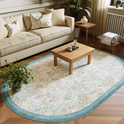 Floral Non-Slip Vintage Washable Soft & Stain Resistant Area Rug green Blue