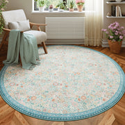 Floral Non-Slip Vintage Washable Soft & Stain Resistant Area Rug green Blue