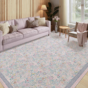 Floral Non-Slip Vintage Washable Colorful Soft & Stain Resistant Area Rug Pink