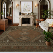 Vintage Area Rug Abstract Washable Non-Slip Soft & Stain Resistant Area Rug Brown Gray