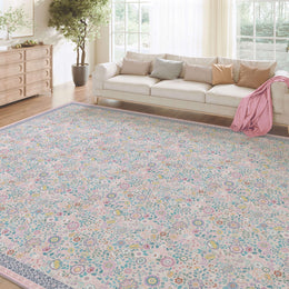 Floral Non-Slip Vintage Washable Colorful Soft & Stain Resistant Area Rug Pink