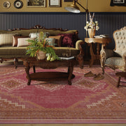Vintage Washable Soft & Stain Resistant Area Rug Carpets Pink Red