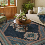 Vintage Washable Soft & Stain Resistant Area Rug Carpets Navy Green