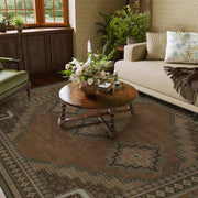 Vintage Area Rug Abstract Washable Non-Slip Soft & Stain Resistant Area Rug Brown Gray