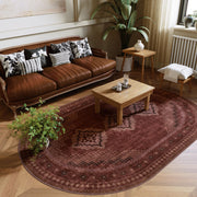 Vintage Washable Soft & Stain Resistant Area Rug Carpets Crimson Red