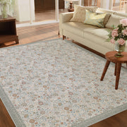 Floral Soft & Stain Resistant Non-Slip Vintage Washable Area Rug Indoor Beige Gray