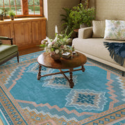 Vintage Soft & Stain Resistant Washable Area Rug Carpets Blue Yellow