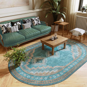 Vintage Soft & Stain Resistant Washable Area Rug Carpets Blue Yellow