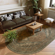 Vintage Area Rug Abstract Washable Non-Slip Soft & Stain Resistant Area Rug Brown Gray