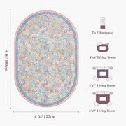 Floral Non-Slip Vintage Washable Colorful Soft & Stain Resistant Area Rug Pink